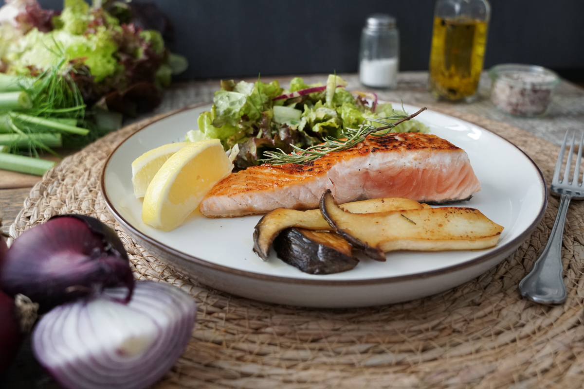 Lachs vom Grill mit Kräuterseitlingen 2