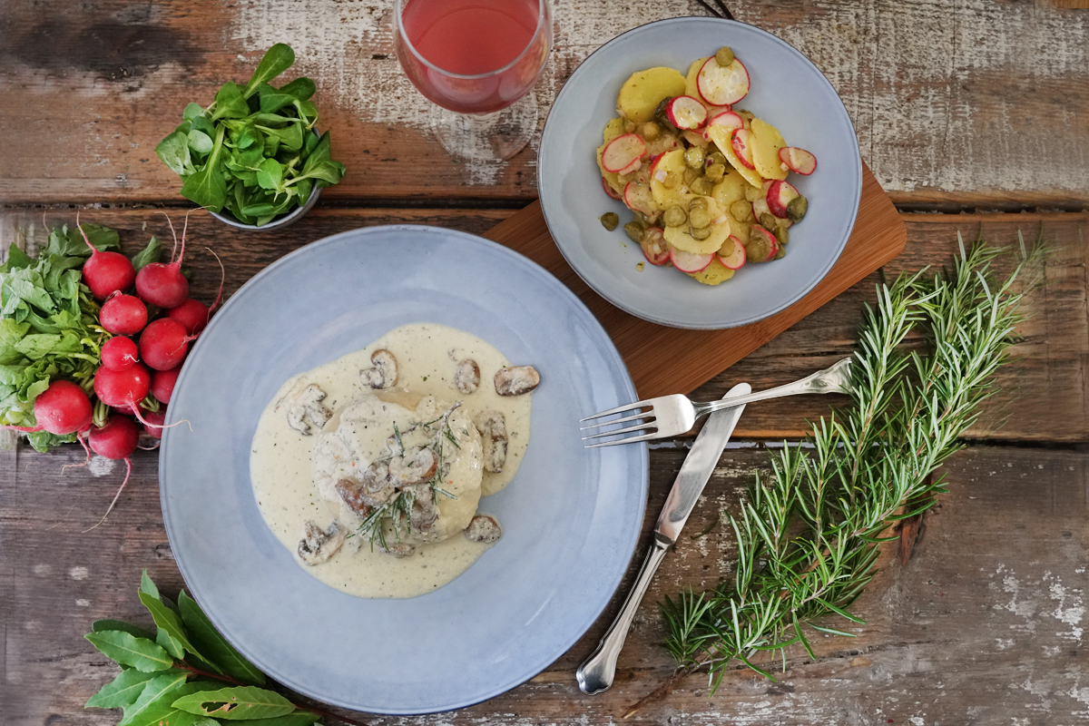 Lachs Dampfnudeln mit Bayrischem Kartoffelsalat Rezept 2