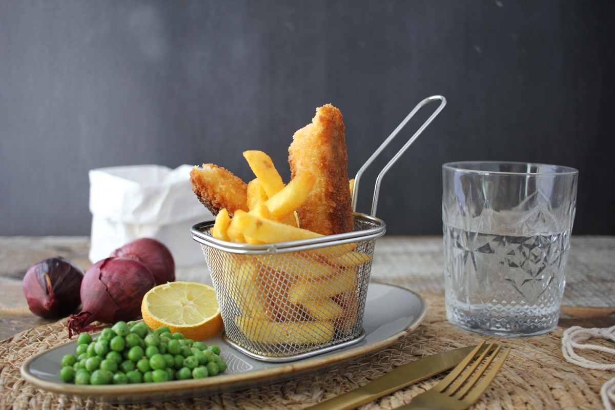 Fish and Chips mit Erbsen Fish and Chips mit Erbsen