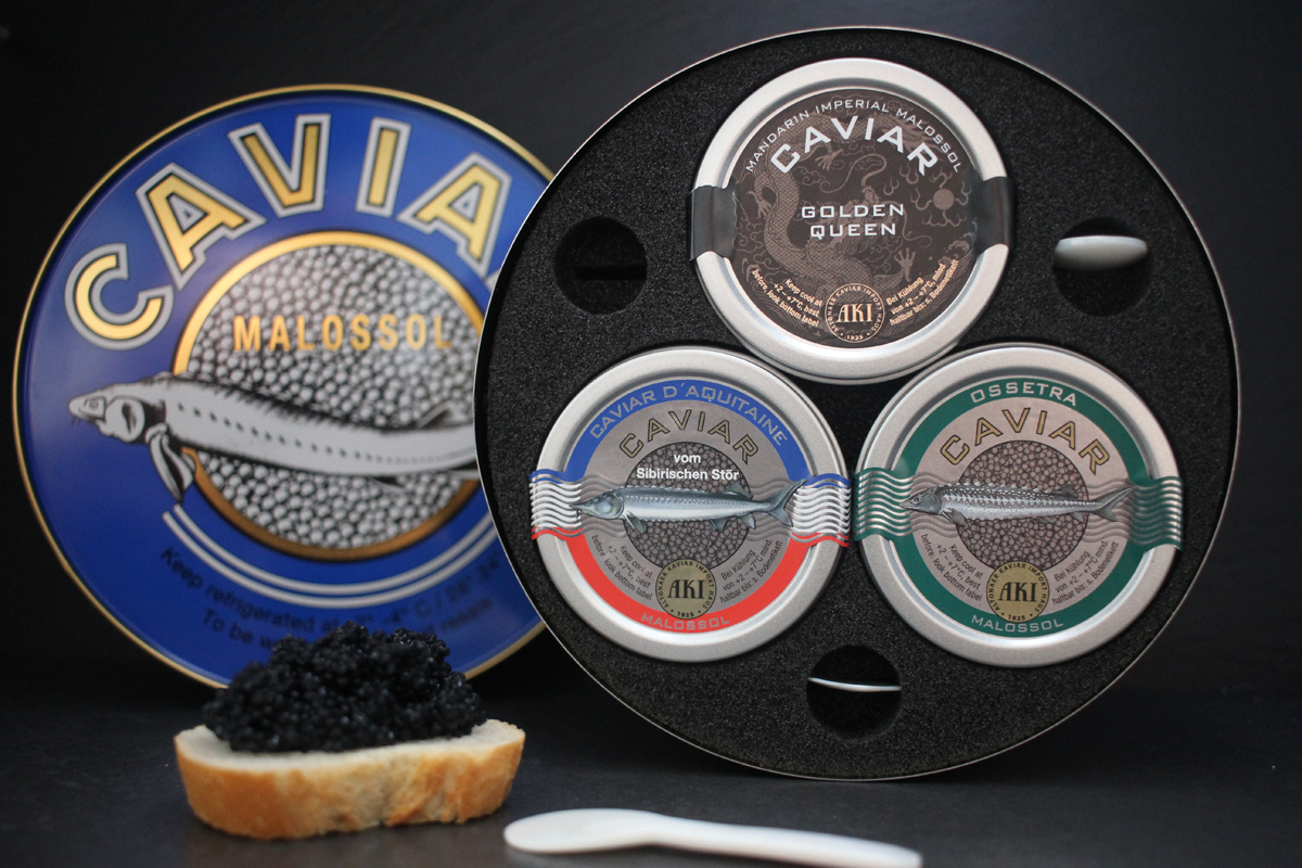 AKI Caviar Trio 3x30g Caviar und 3 Perlmutlöffel