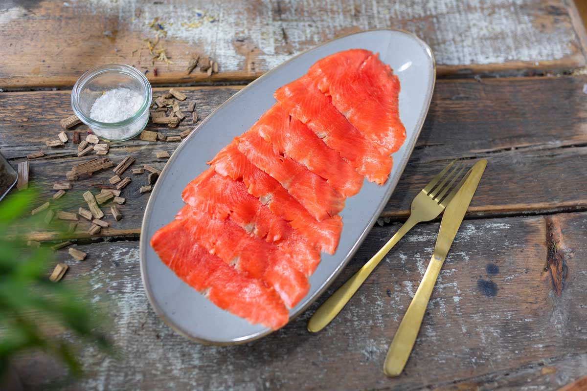 Sockeye Wildlachs geräuchert - geschnitten