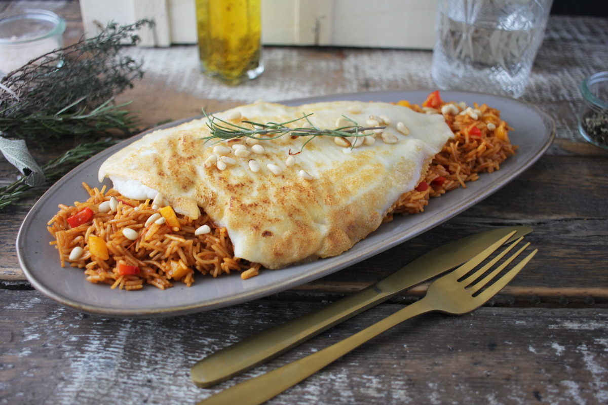 Rezept-Scholle-Mediterran Maischollenfilet mit Haut