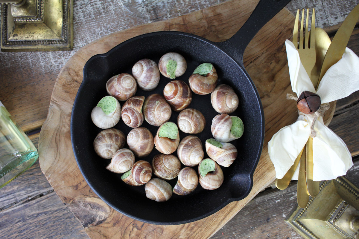 Schnecken Elsässer Art mit Kräuterbutter