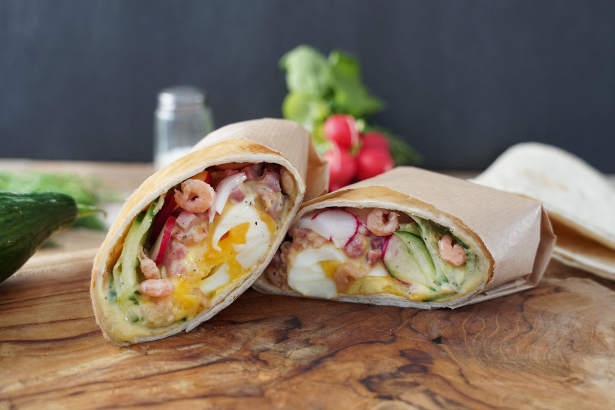 schneller Wrap mit Nordseekrabben