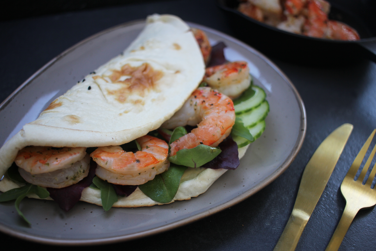 Wrap mit Riesengarnelenfleisch Wrap mit Riesengarnelenfleisch