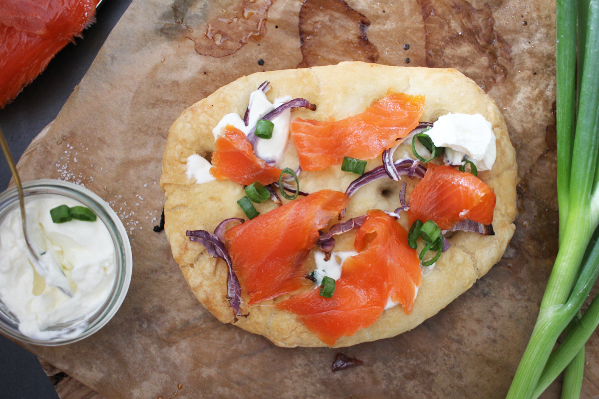 Focaccia mit Fjordforellenfilet 2 Focaccia mit Fjordforellenfilet 2