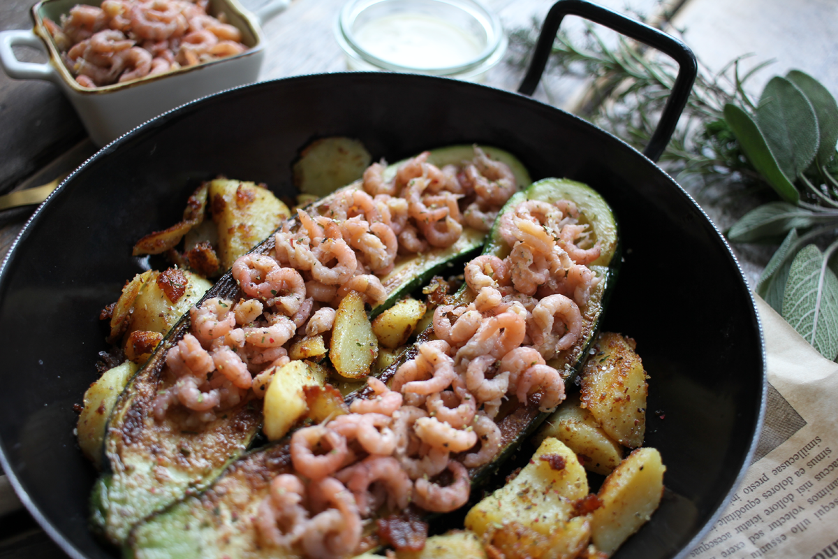 Rezept: Nordseekrabben mit Ofenzucchini