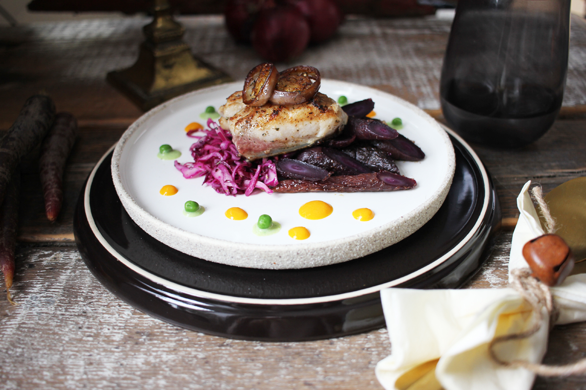 Rezept Karpfenfilet auf Karotten mit Rotkrautsalat