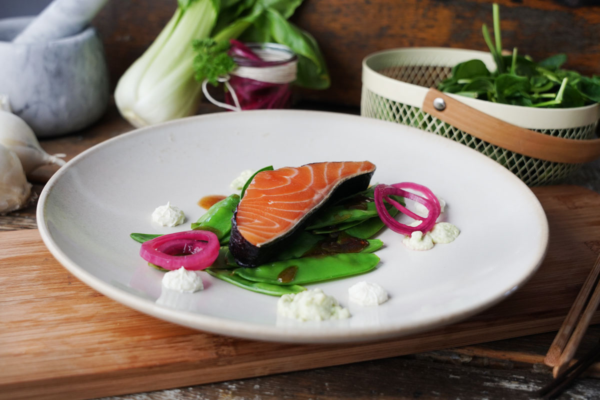 Nori Lachs auf Zuckerschoten Nori Lachs auf Zuckerschoten