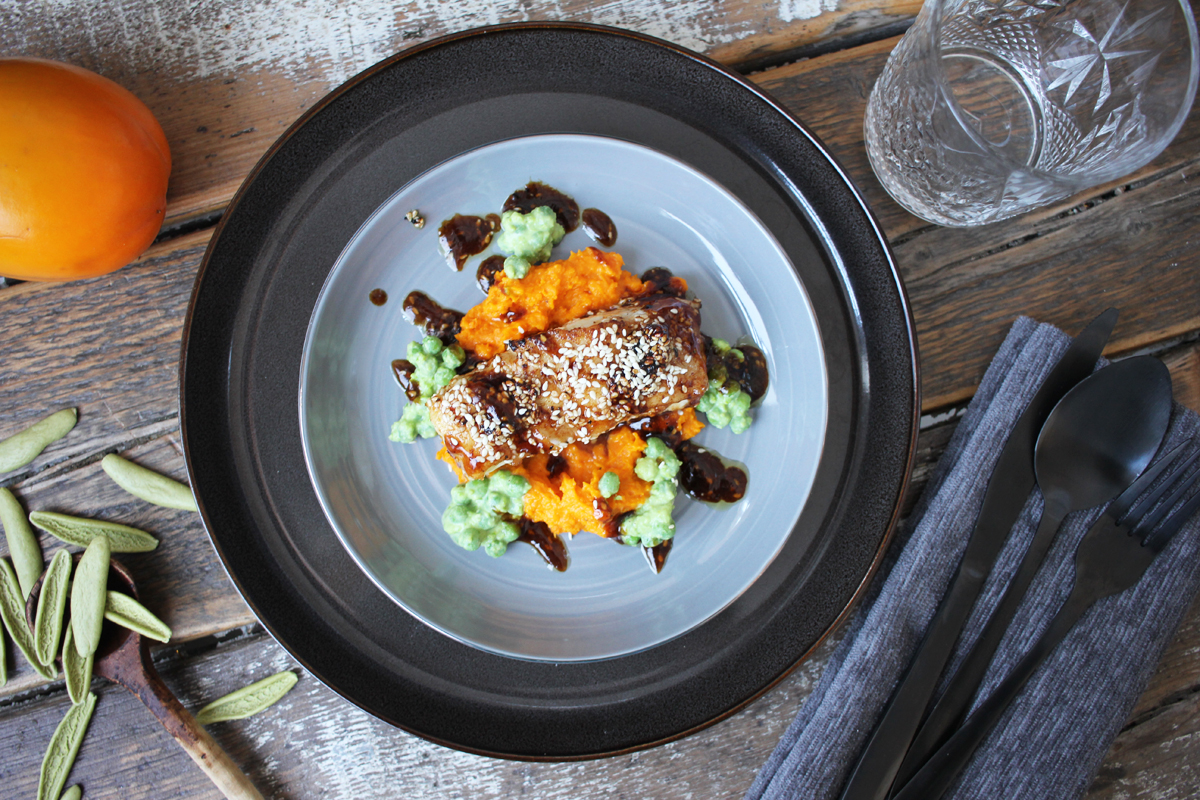 Rezept-Sesam-Rotbarsch-mit-Kurbispuree Rezept Sesam Seelachs mit Kürbispüree