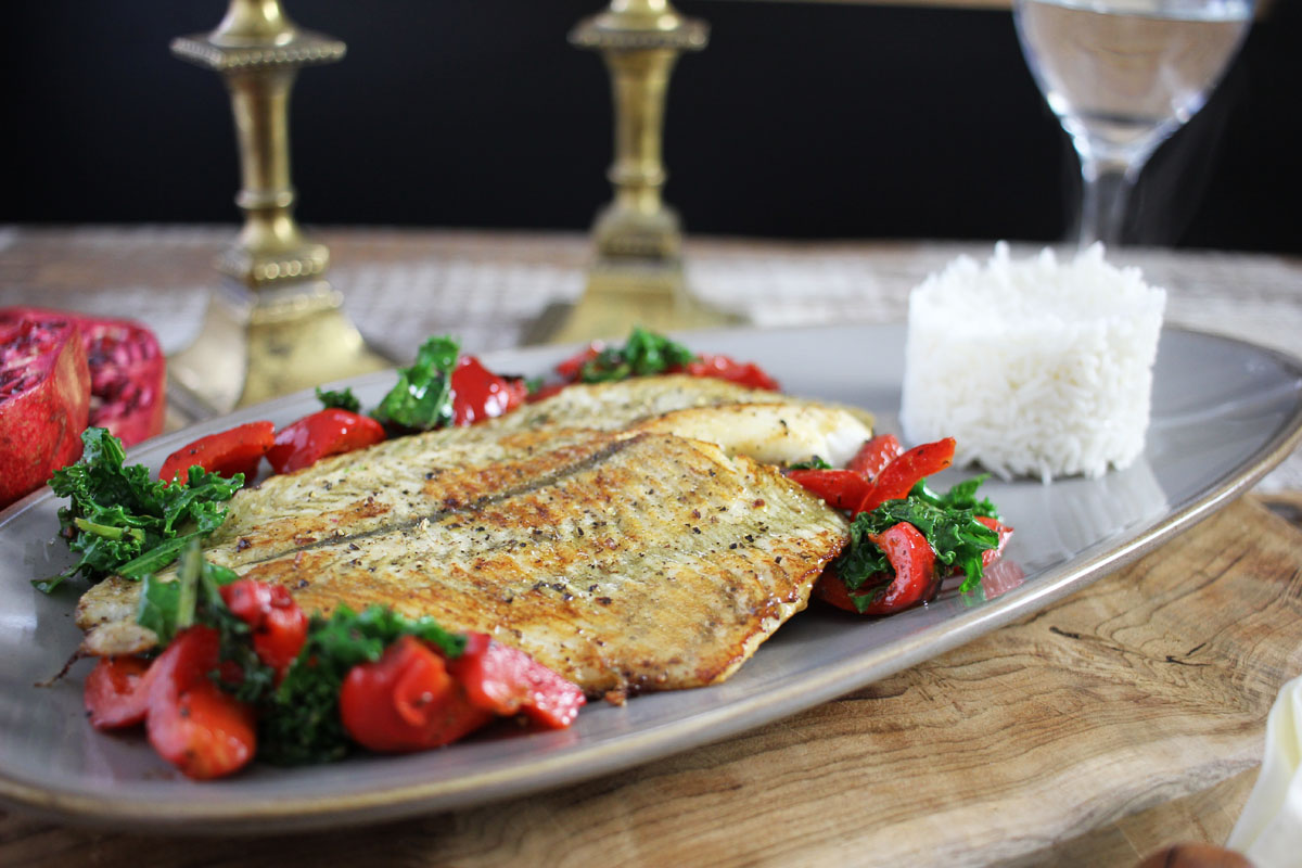 Rezept Schollenfilet mit Paprikagemüse und Reis