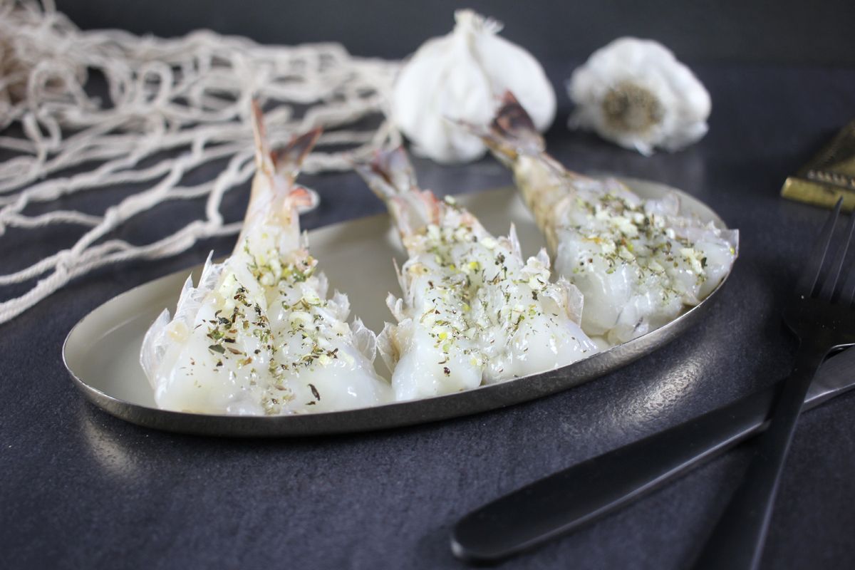Garnelen Knoblauch - roh mariniert zum Grillen