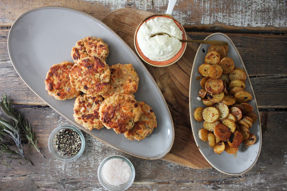 Rezept Lachs Frikadellen mit Bratkartoffeln